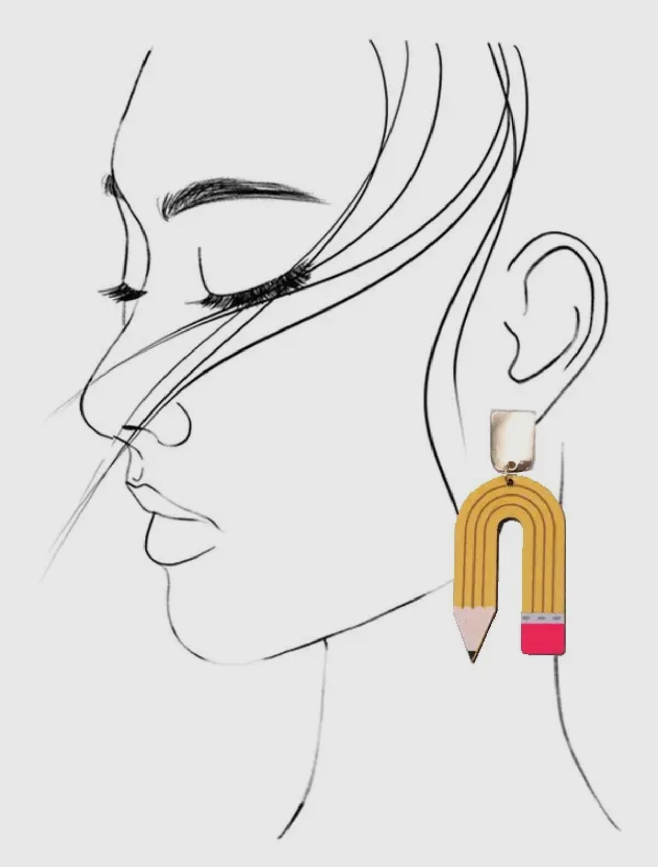 U-Shaped Wood Pencil Earrings