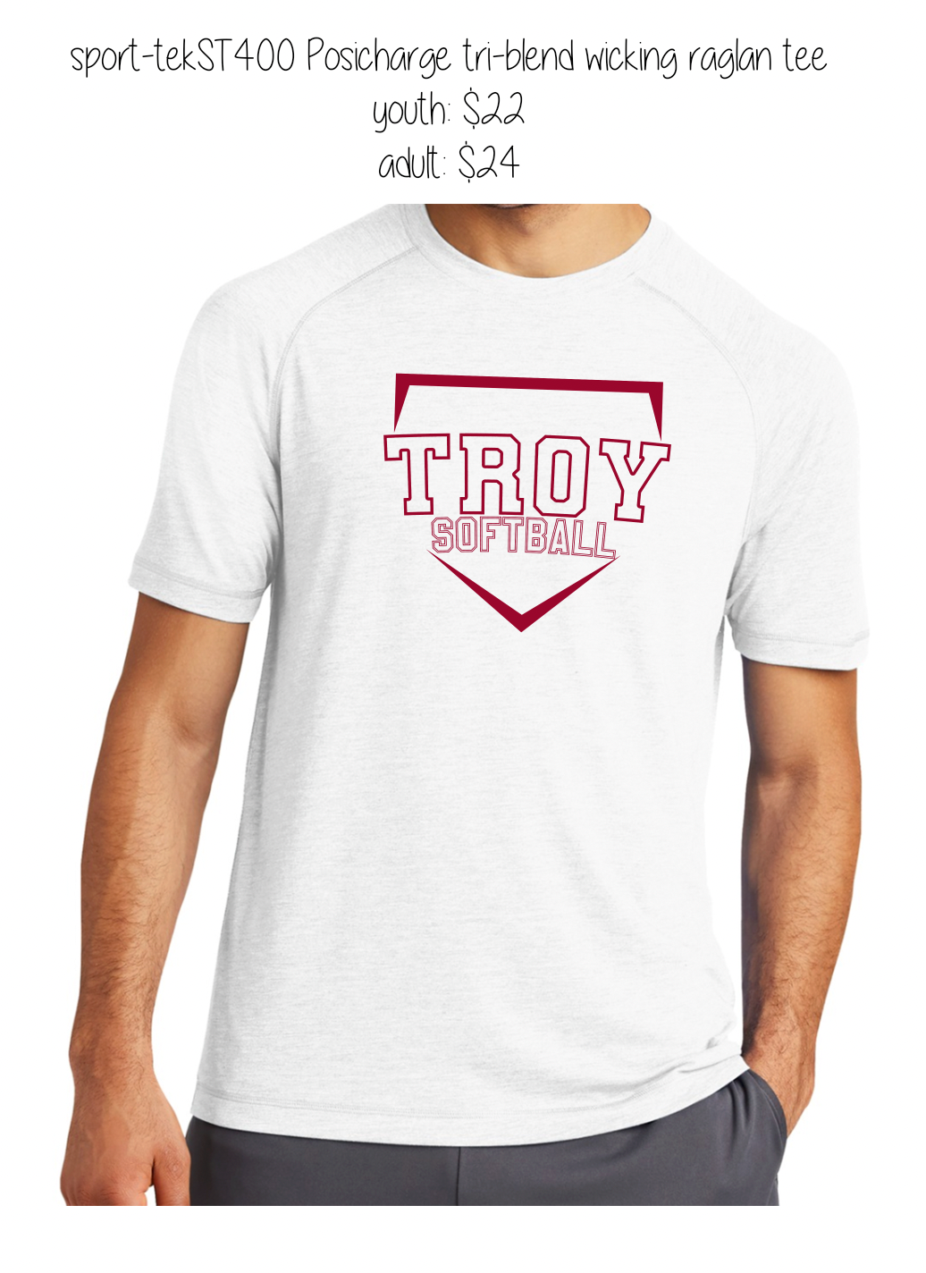 Troy Softball - Posi-Charge Raglan Tee (youth & adult)