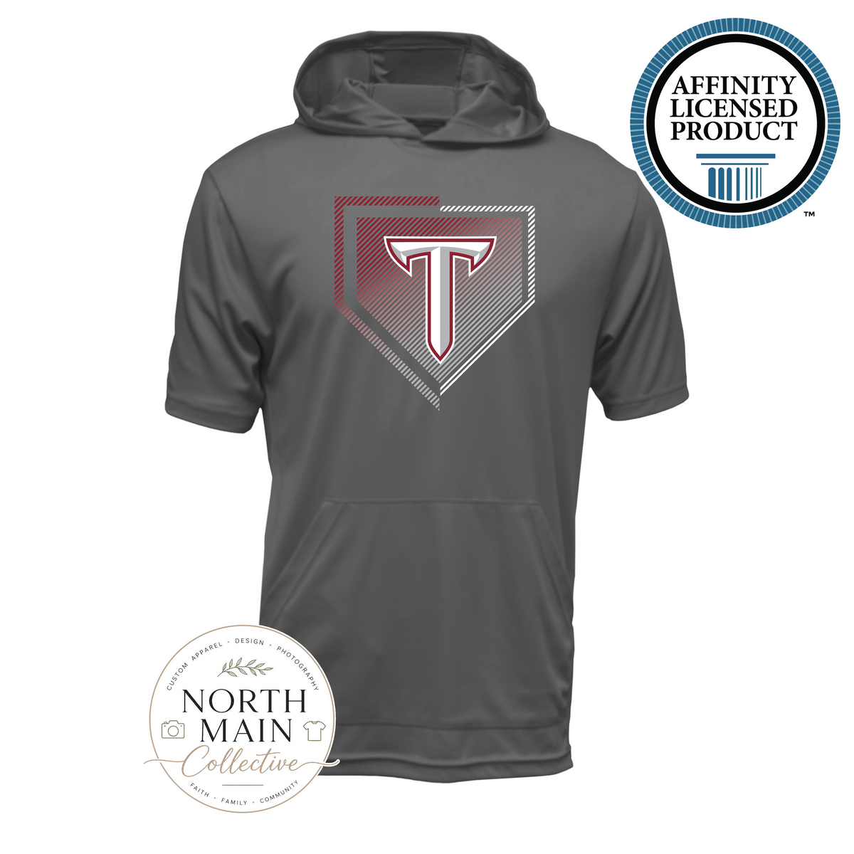 Officially Licensed Troy Power T Home Plate Gradient Short Sleeve Hoodie | Graphite
