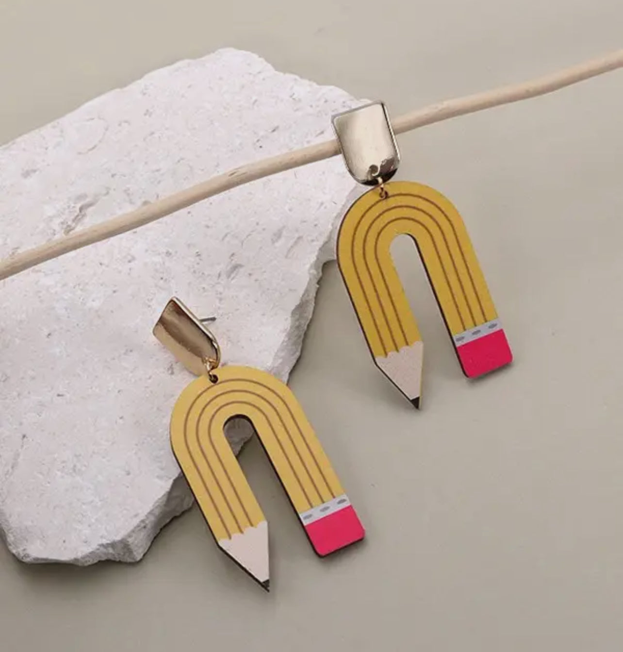 U-Shaped Wood Pencil Earrings