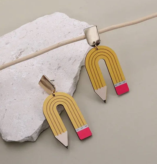 U-Shaped Wood Pencil Earrings
