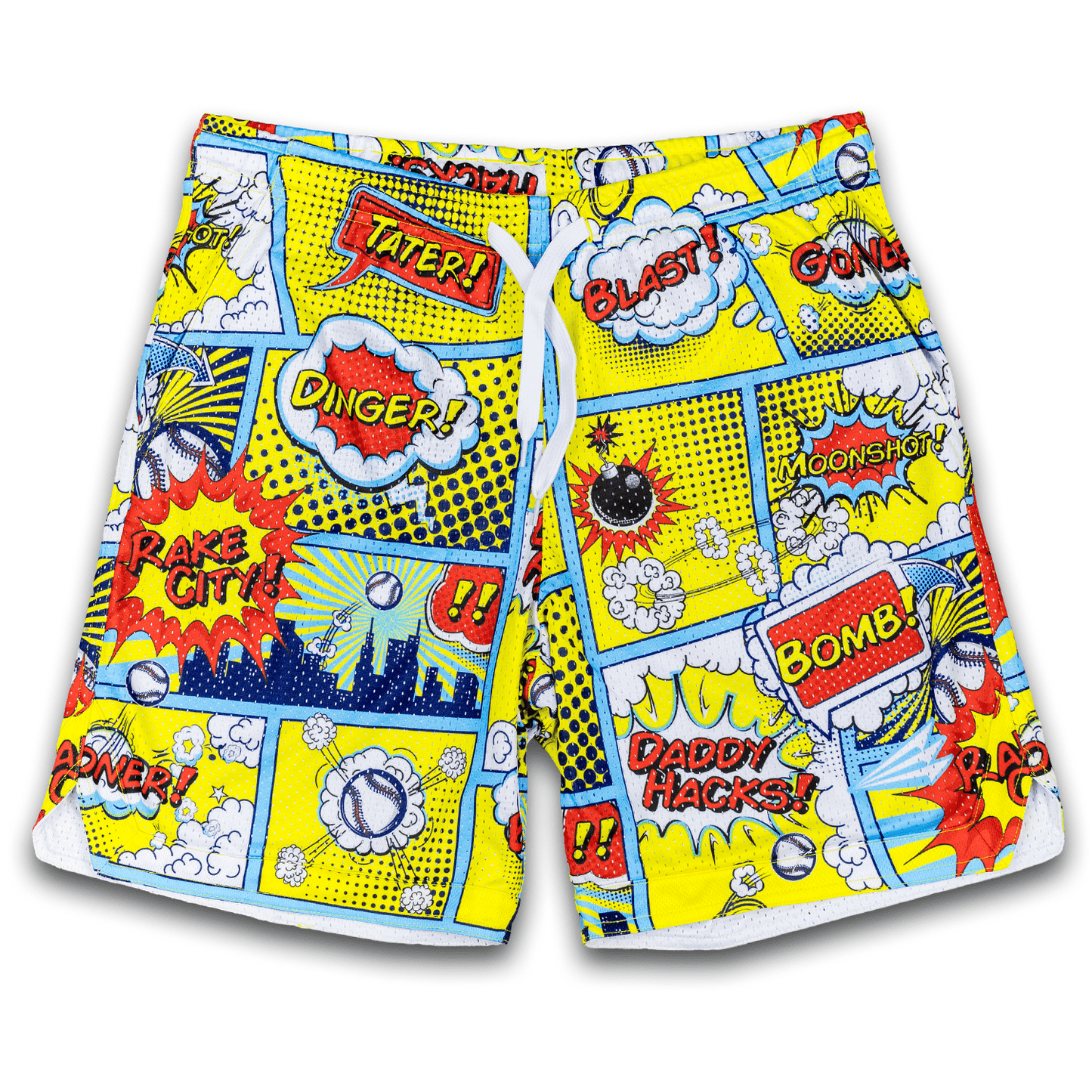 Comic Book Bombs Lifestyle Baseball Mesh Shorts
