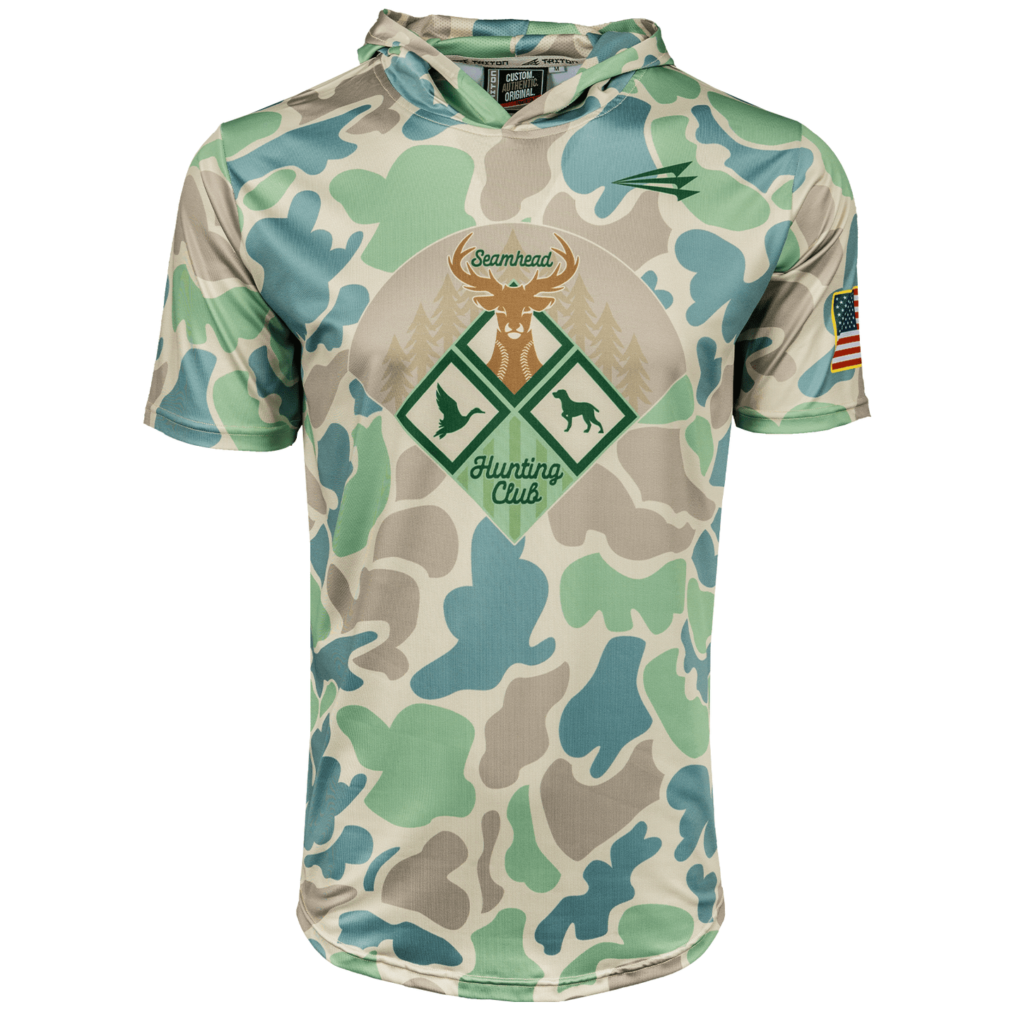 Seamhead Hunting Club HyperMAX Short Sleeve Camo Baseball Hoodie