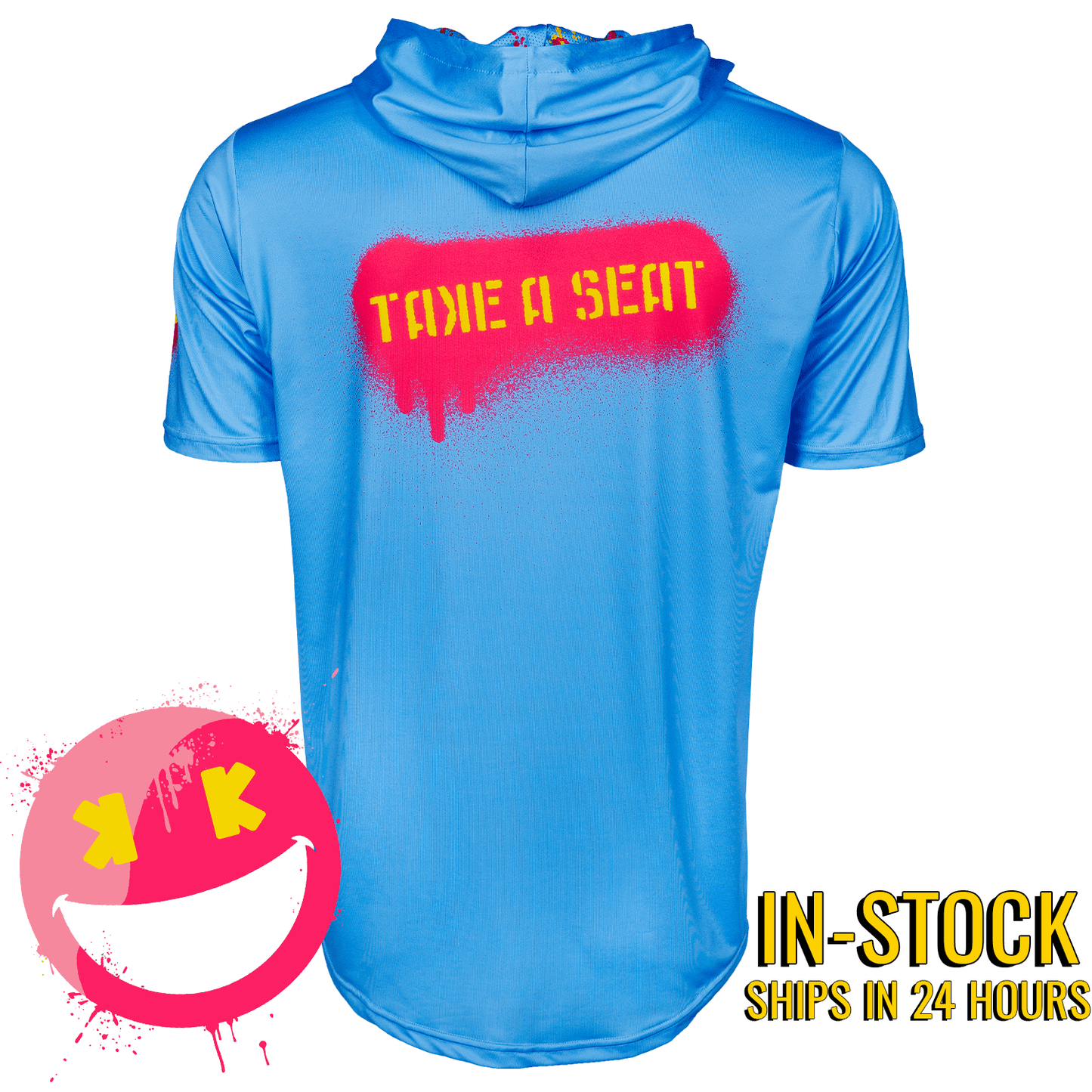 Smiley K Paint Splatter HyperMAX Short Sleeve Baseball Hoodie