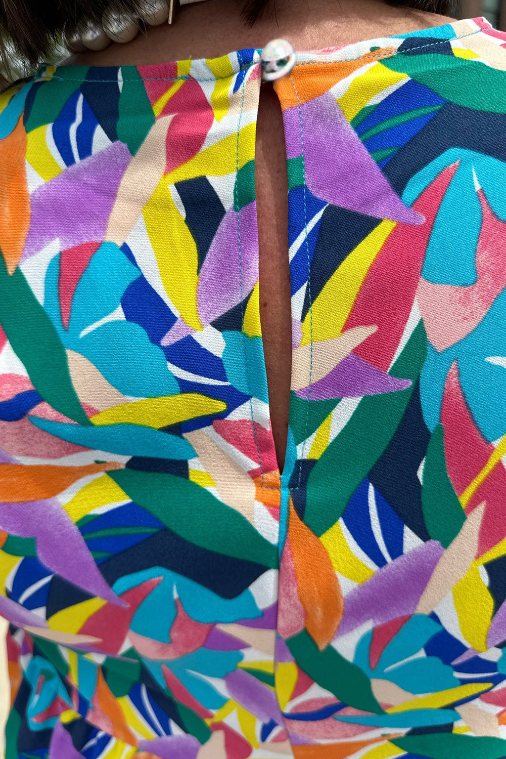 Blue Abstract Print Ruffle Sleeve Plus Size Tiered Maxi Dress