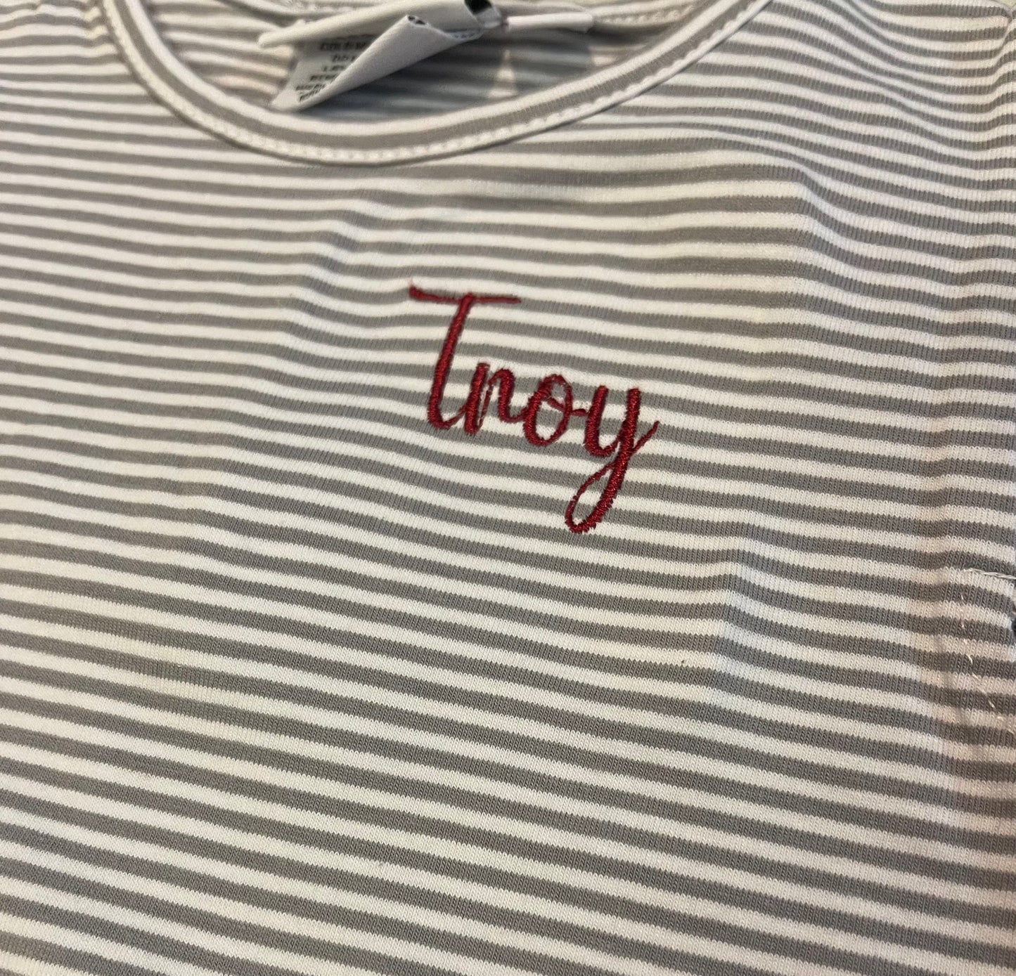 Embroidered Striped Knit T-Shirt