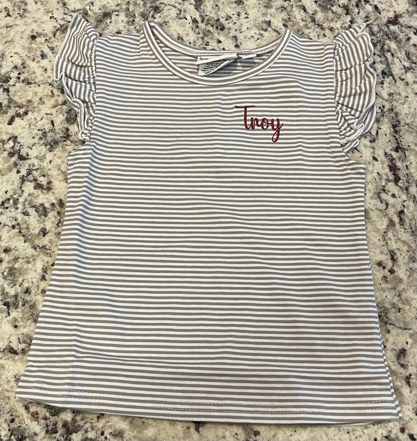 Embroidered Striped Knit T-Shirt