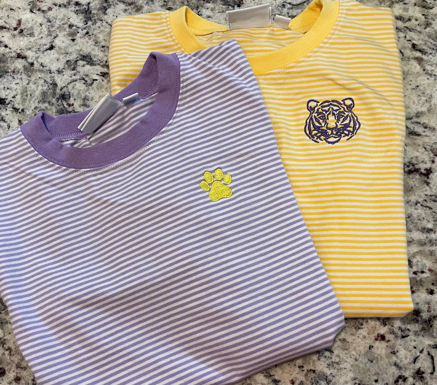 Embroidered Striped Knit T-Shirt