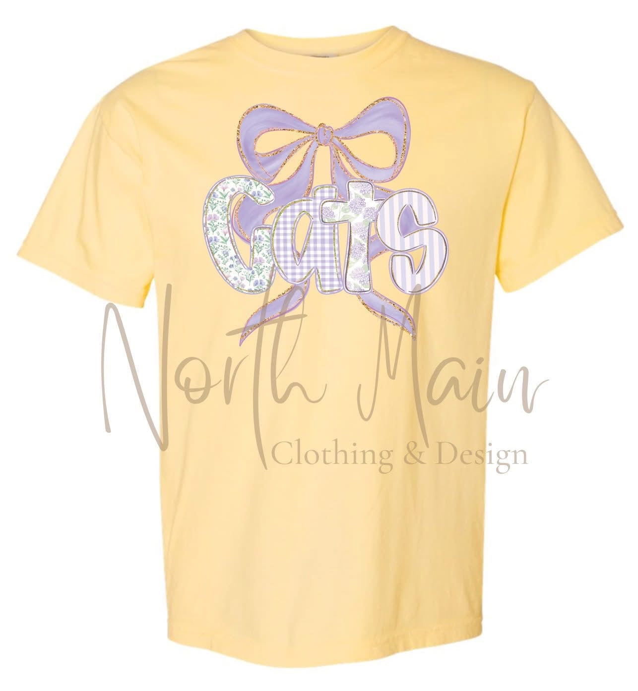 Cats Bow Floral/Gingham Comfort Color - Youth & Adult