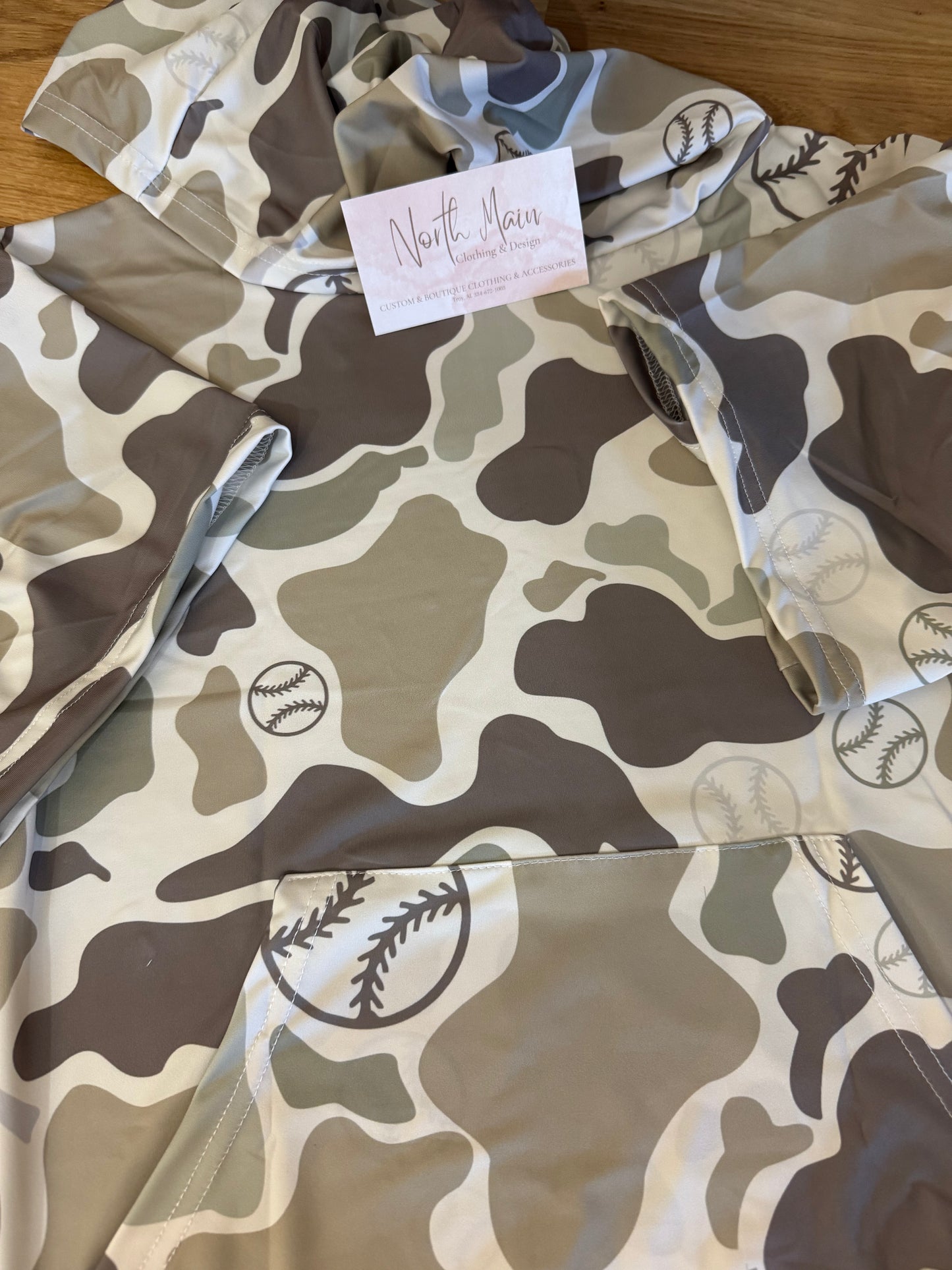 Camo Baseball Pocket Short sleeve Hoodie - Youth