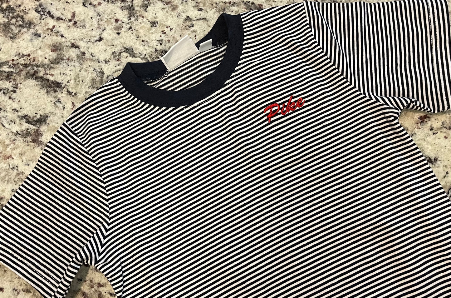 Embroidered Striped Knit T-Shirt