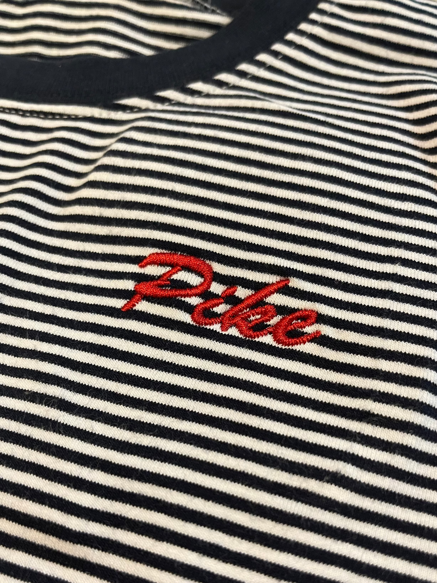 Embroidered Striped Knit T-Shirt