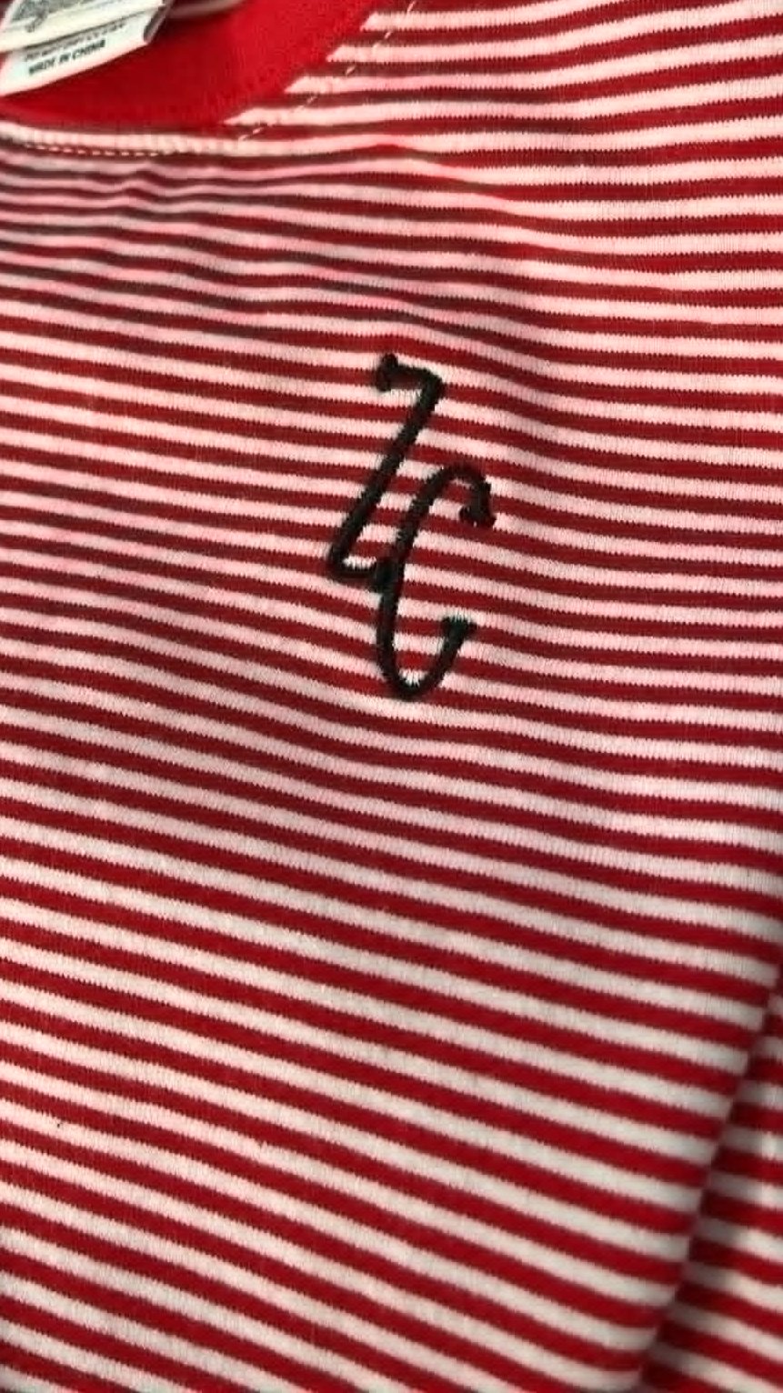 Embroidered Striped Knit T-Shirt