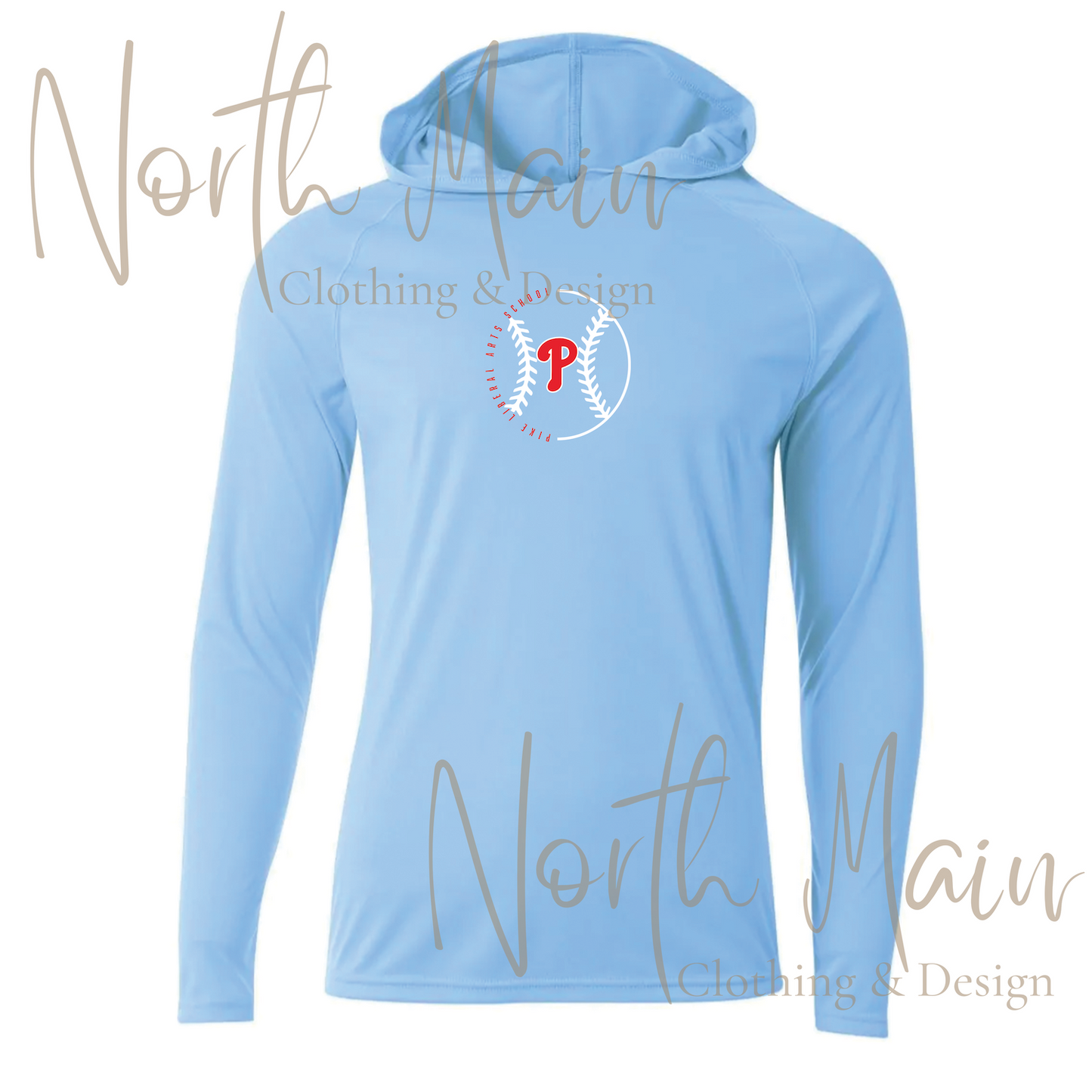 Baseball Outline Team w/Logo - Short or Long Sleeve A4 Hoodie