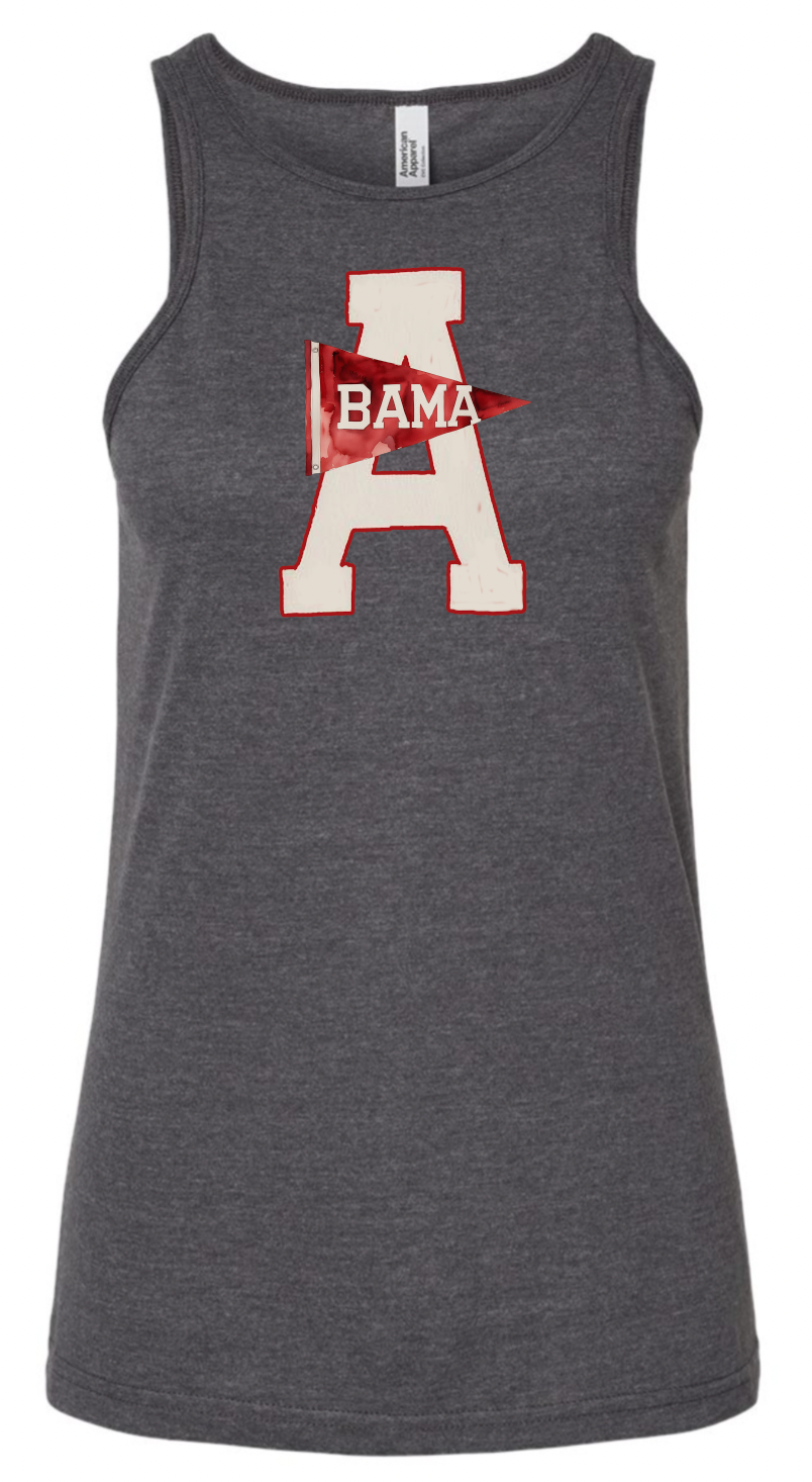 Bama Pennant - American Apparel Women's CVC Tank - 101CVC - heather charcoal