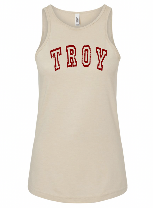 Troy Distressed - American Apparel Women's CVC Tank - 101CVC - heather bone