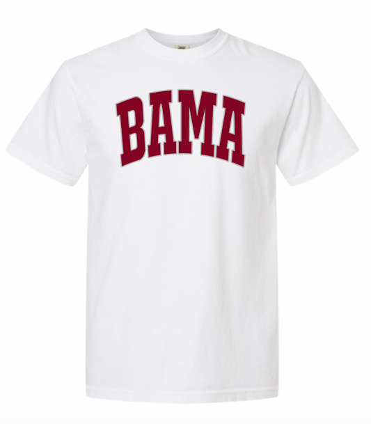 BAMA curve on Bella Women’s Flowy Crop Tee - 8882 or Comfort Color