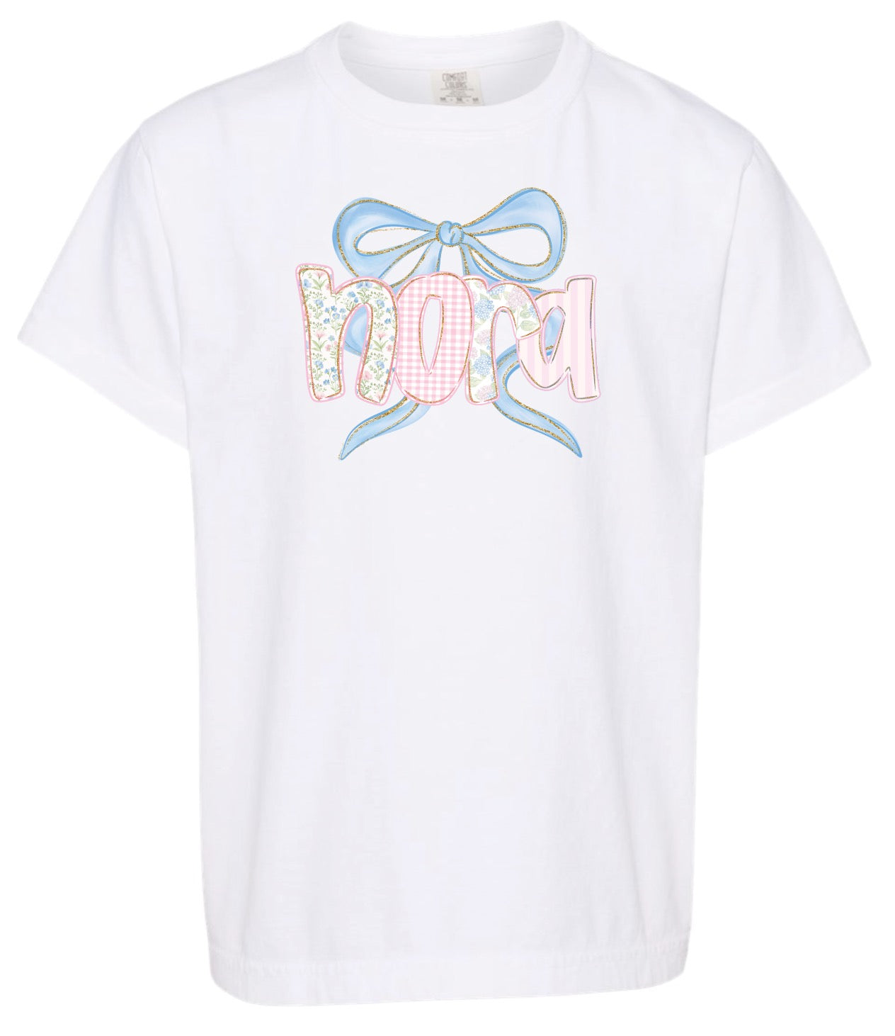 Custom Floral/Gingham Bow Comfort Color - Youth