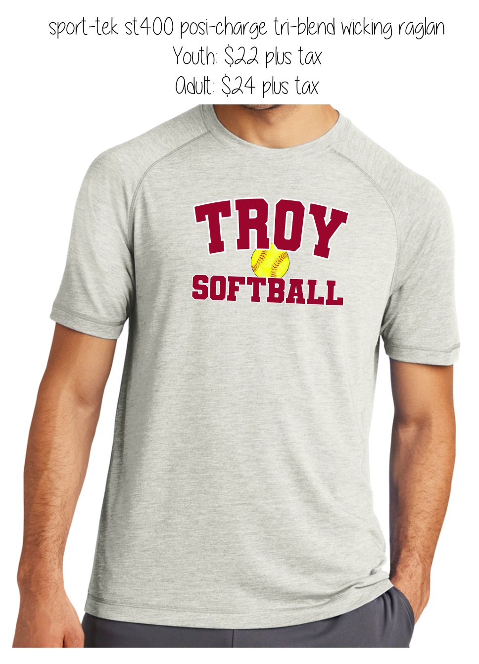 Troy Softball - Posi-Charge Raglan Tee (youth & adult)