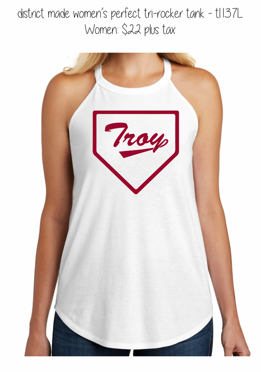 Troy Home Plate Design - district made women's perfect tri-rocker tank - dt137l