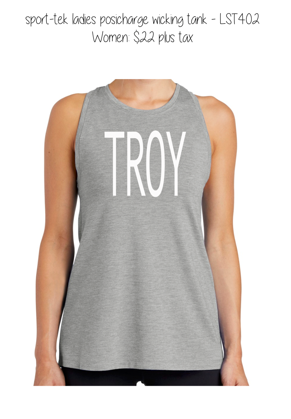 Troy Skinny Font - sport-tek ladies posicharge wicking tank - LST402