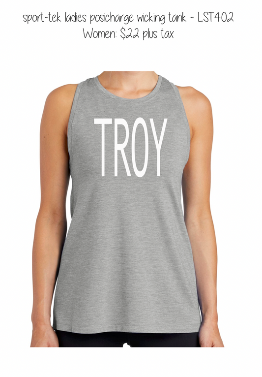 Troy Skinny Font - sport-tek ladies posicharge wicking tank - LST402