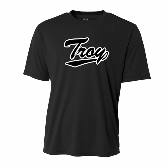 Troy script A4 short sleeve (black on black)