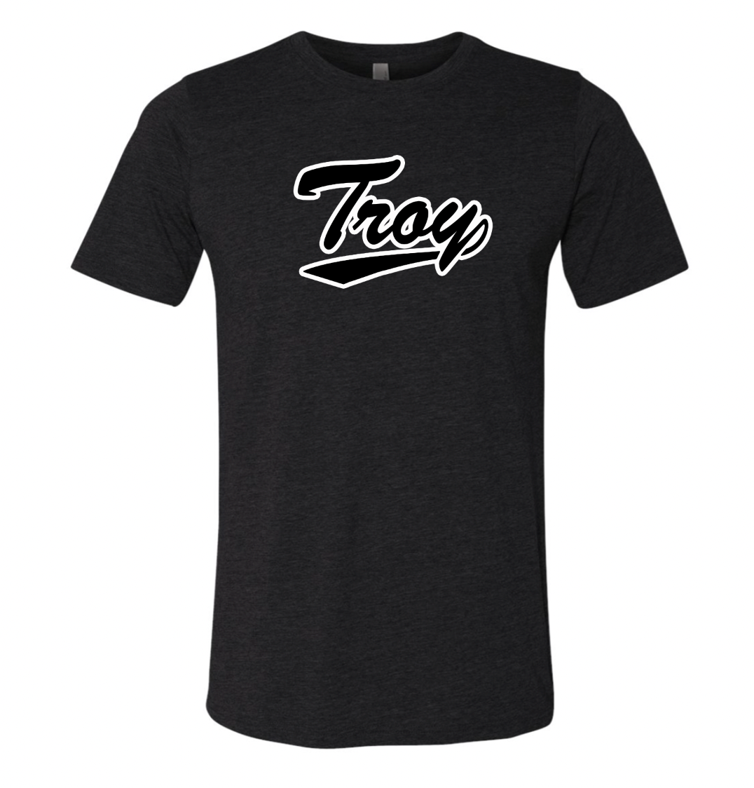 Troy Script - Next Level Festival Muscle Tank or Tshirt (black on black)