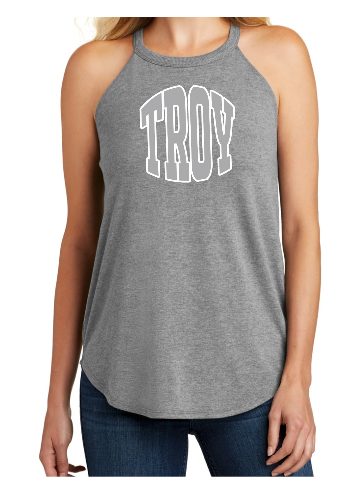 Troy Block - district made women's perfect tri-rocker tank (gray frost) - dt137l
