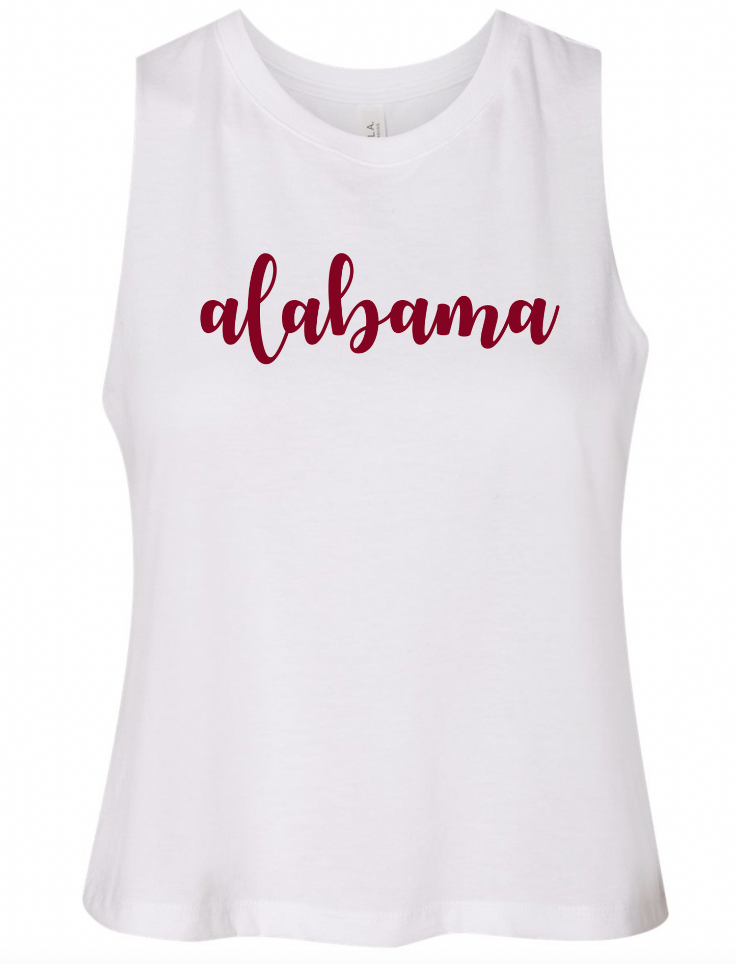 Alabama script - Bella Canvas Crop Racerback Tank (white)