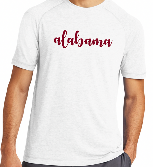 Alabama Script  - Posi-Charge Raglan Tee (white - adult only) ST400