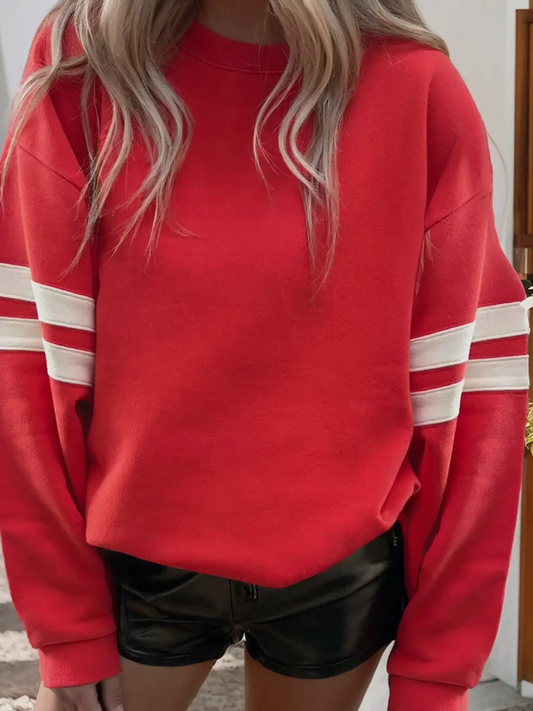 Drop Shoulder Stripe Sweatshirt