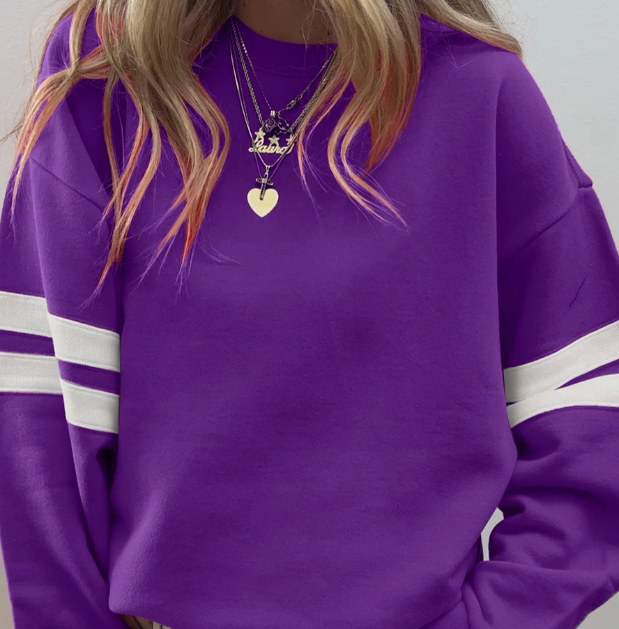 Drop Shoulder Stripe Sweatshirt