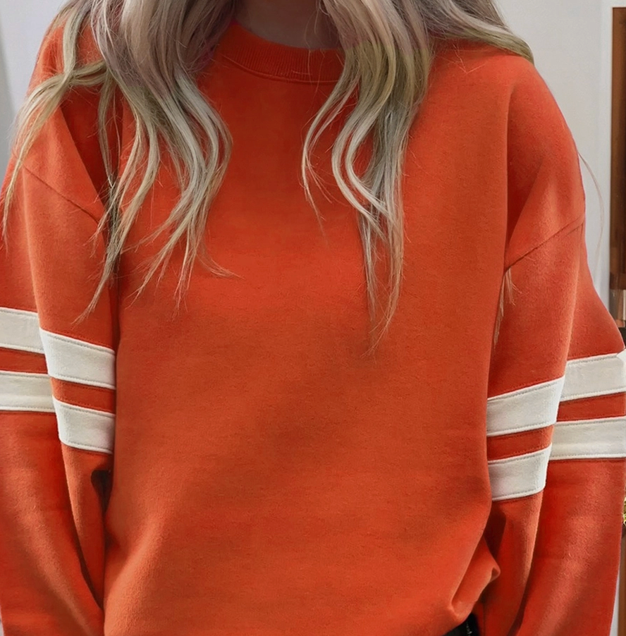 Drop Shoulder Stripe Sweatshirt
