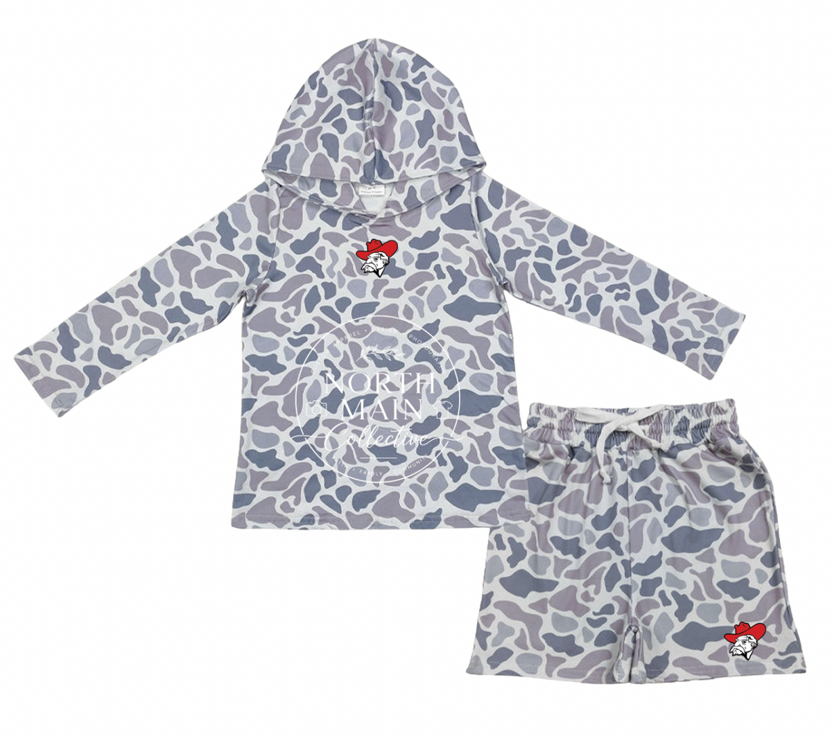 Mascot Long Sleeve Grey Camo Performance Hoodie & Short Set