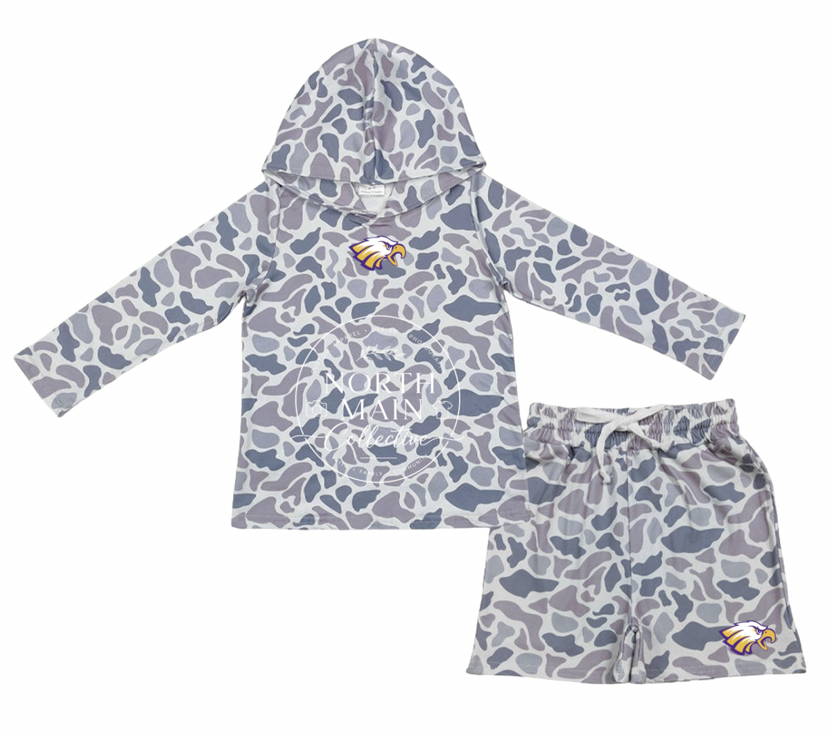 Mascot Long Sleeve Grey Camo Performance Hoodie & Short Set