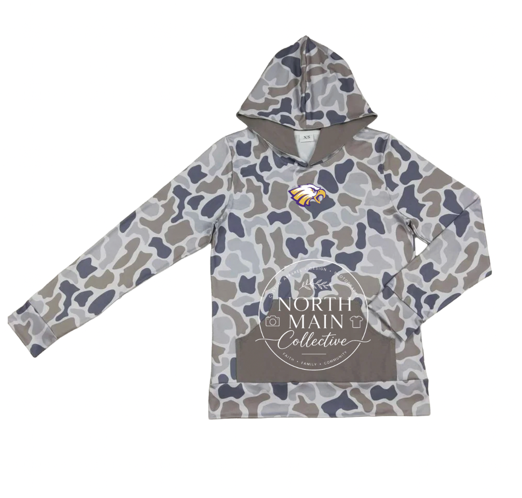 Mascot Long Sleeve Grey Camo Performance Hoodie (Adult)