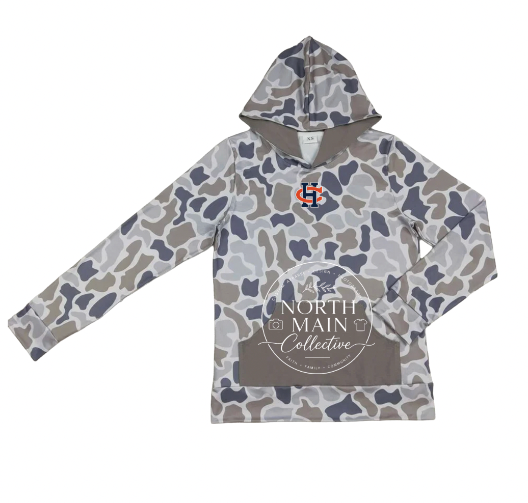 Mascot Long Sleeve Grey Camo Performance Hoodie (Adult)