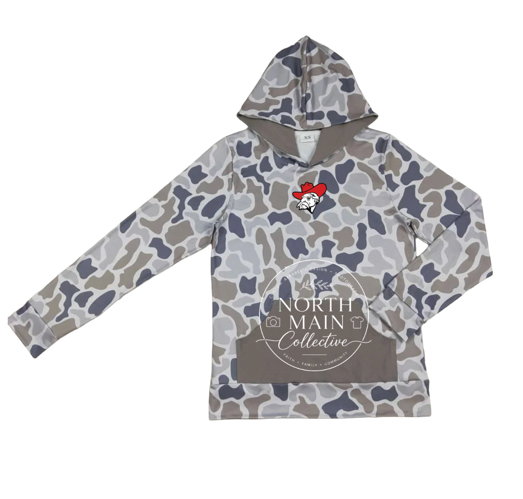 Mascot Long Sleeve Grey Camo Performance Hoodie (Adult)