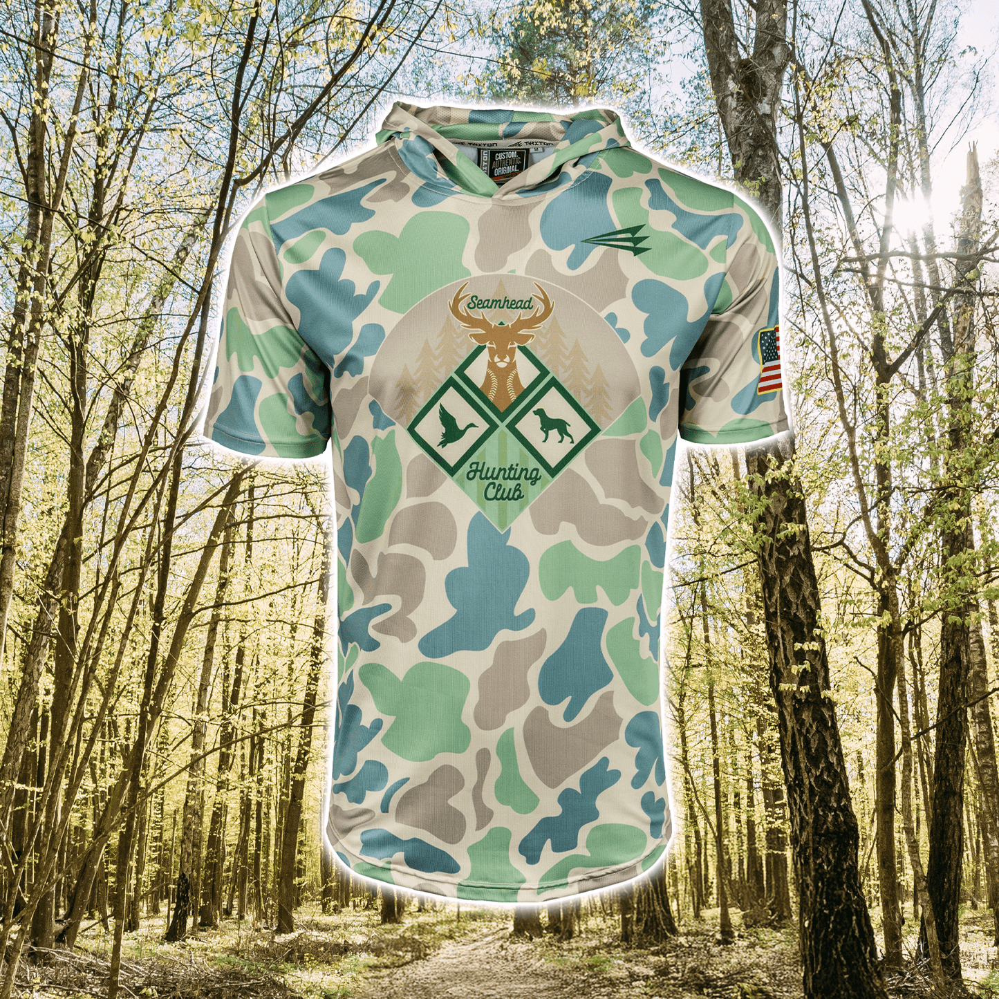 Seamhead Hunting Club HyperMAX Short Sleeve Camo Baseball Hoodie