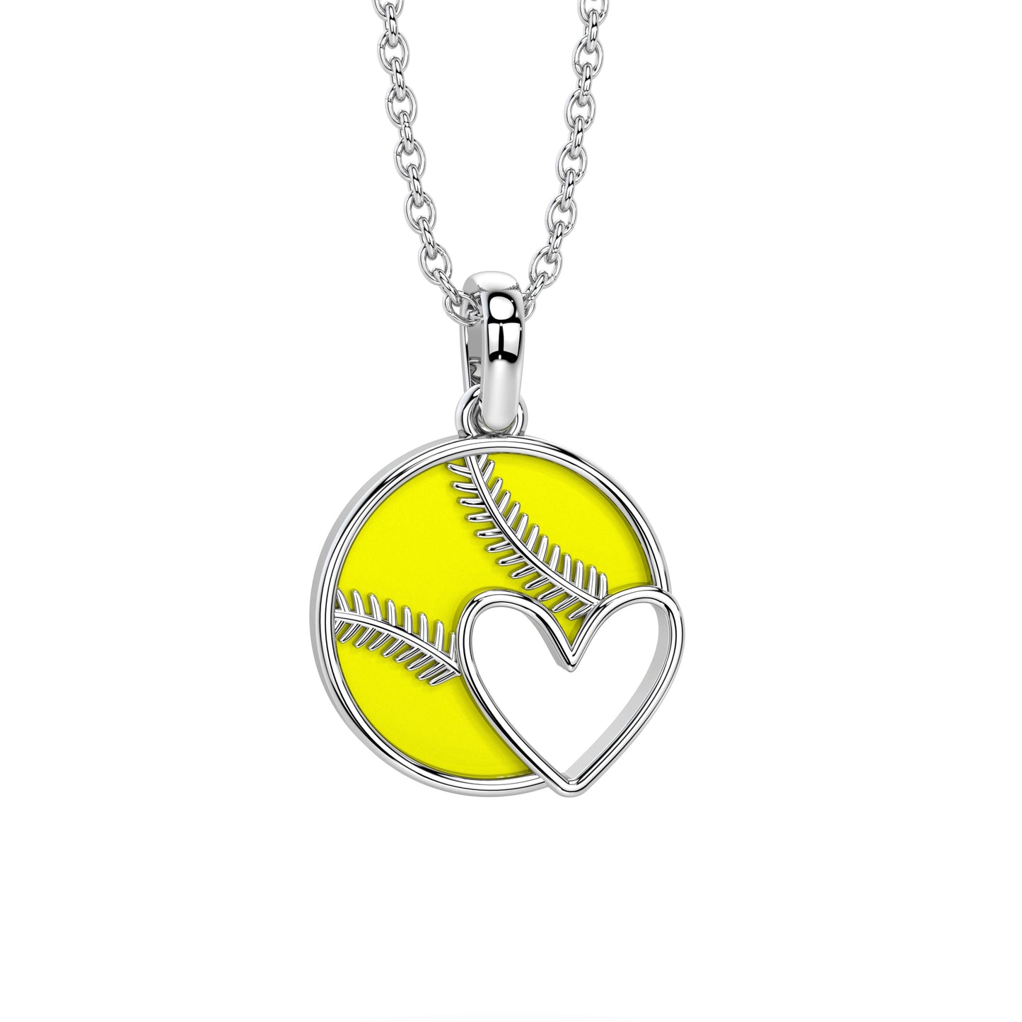Heart Softball Necklace & Chain | Stainless Steel