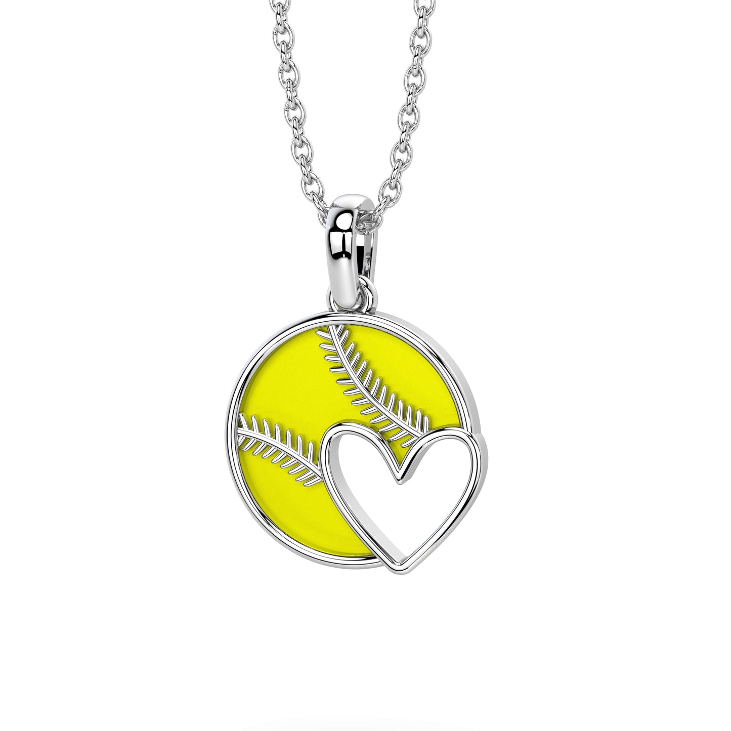 Heart Softball Necklace & Chain | Stainless Steel