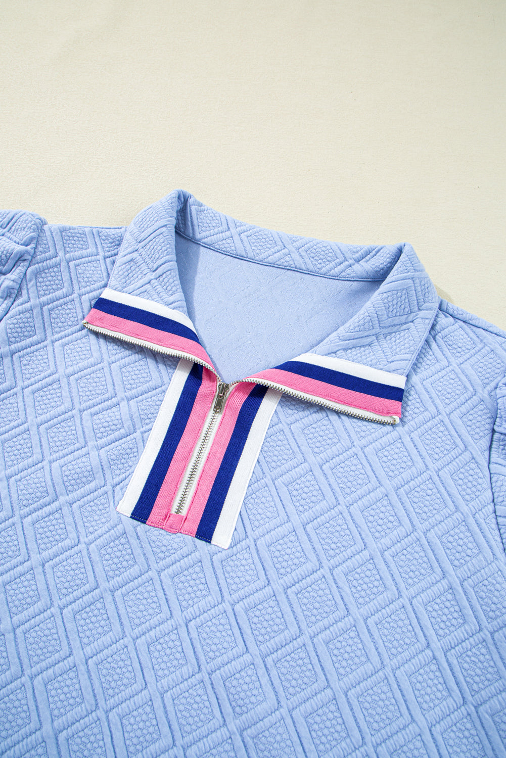 Beau Blue Striped Pop of Color Collared Checkered Textured Plus Size Dress