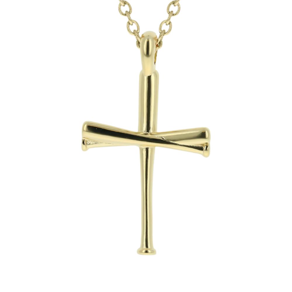 Original Baseball Bat Cross Necklace | Gold Stainless Steel