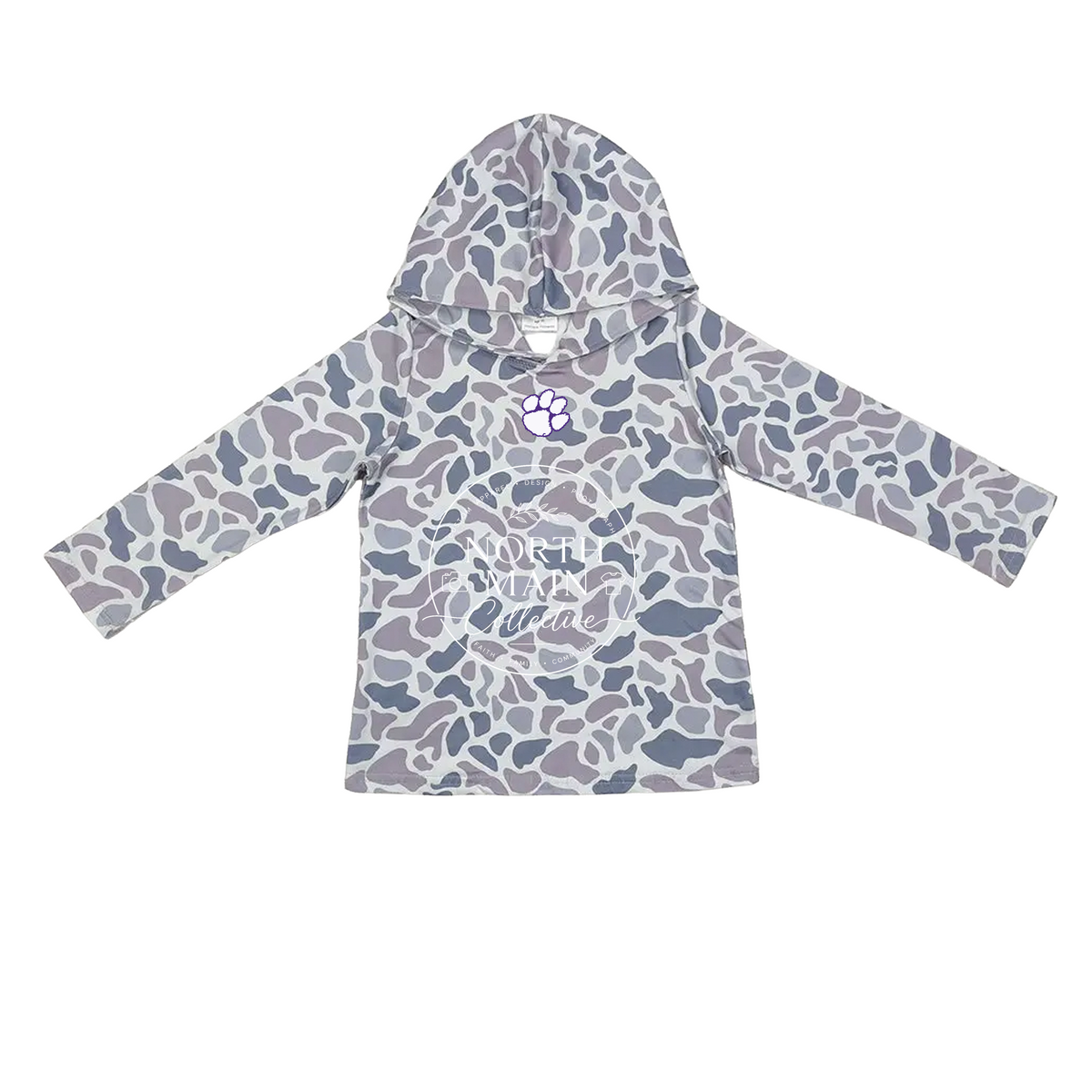 Mascot Long Sleeve Grey Camo Performance Hoodie (Youth)