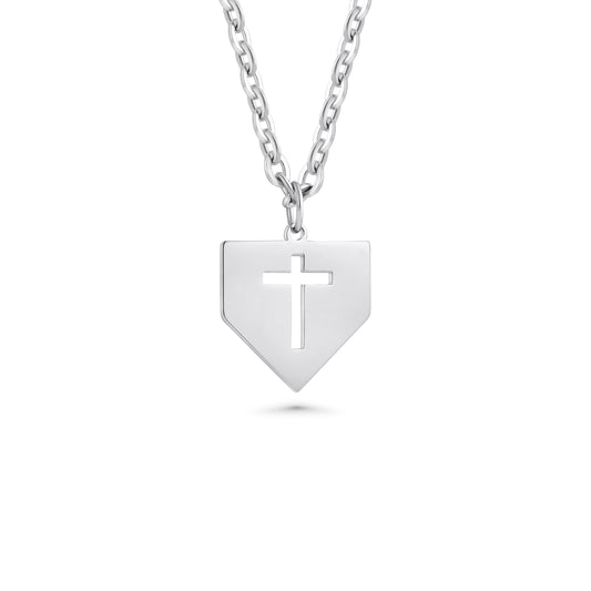 Baseball Home Plate Cross Necklace| Stainless Steel