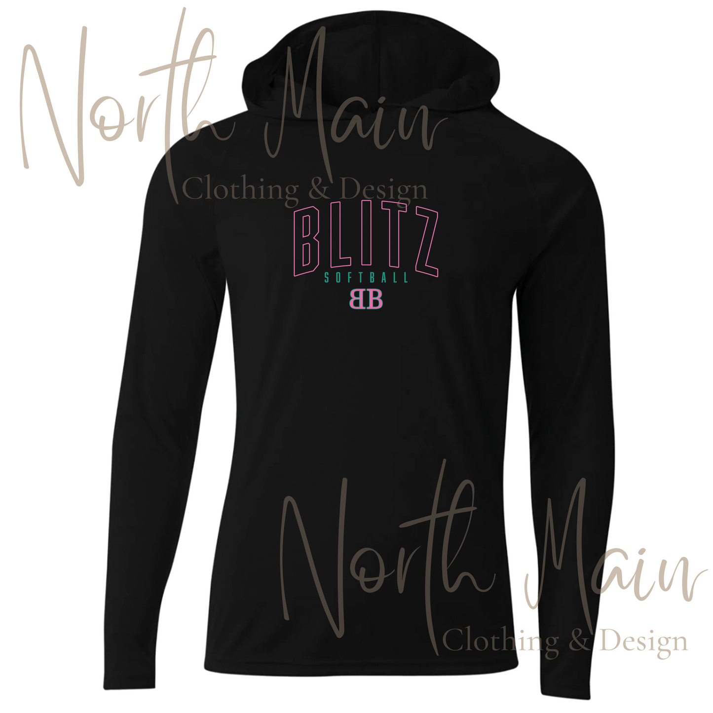 Your Team Curve Design with Logo - Short or Long Sleeve A4 Hoodie