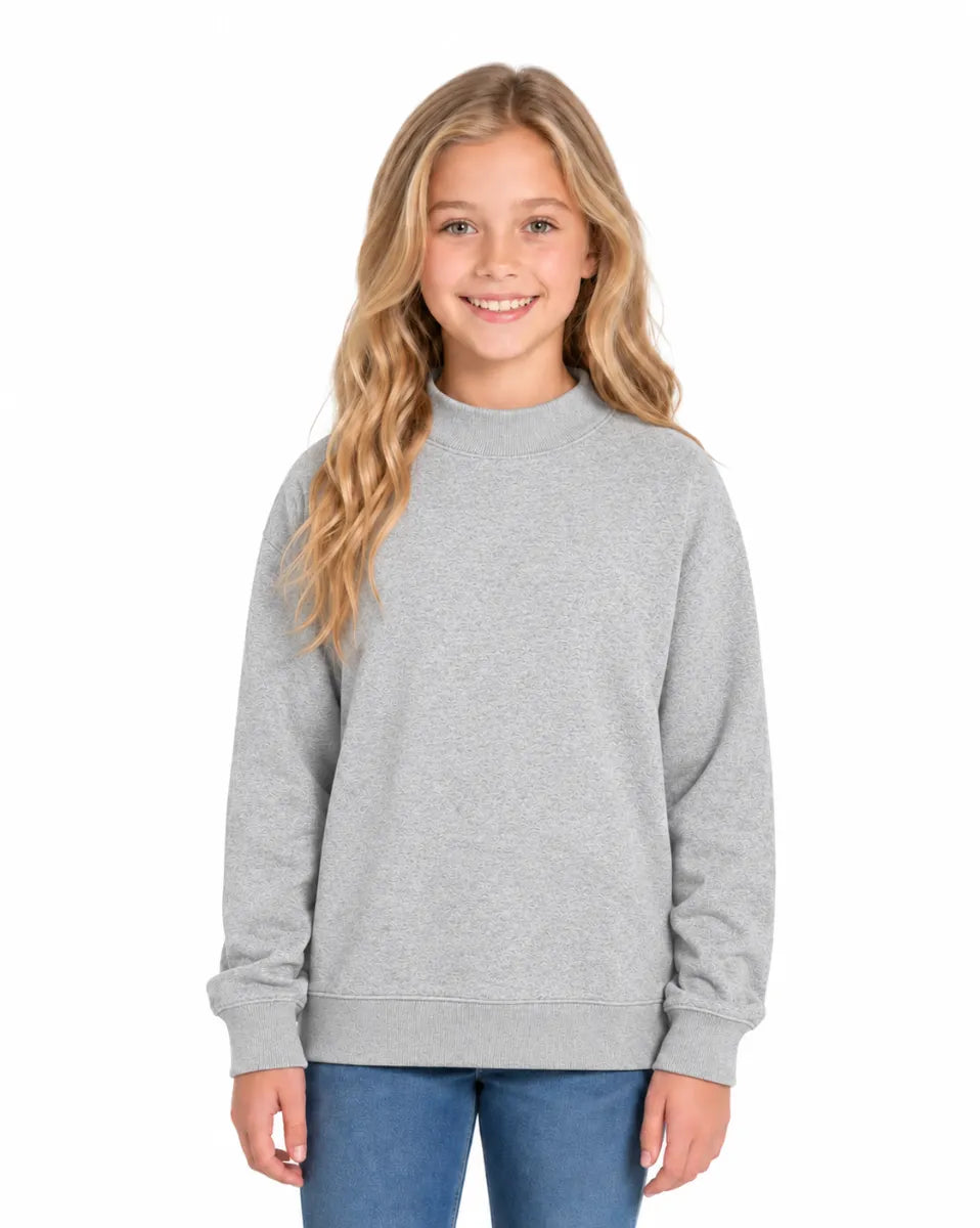 Gingham School Spirit Mock Neck Sweatshirt | Oxford Heather, Navy, Black
