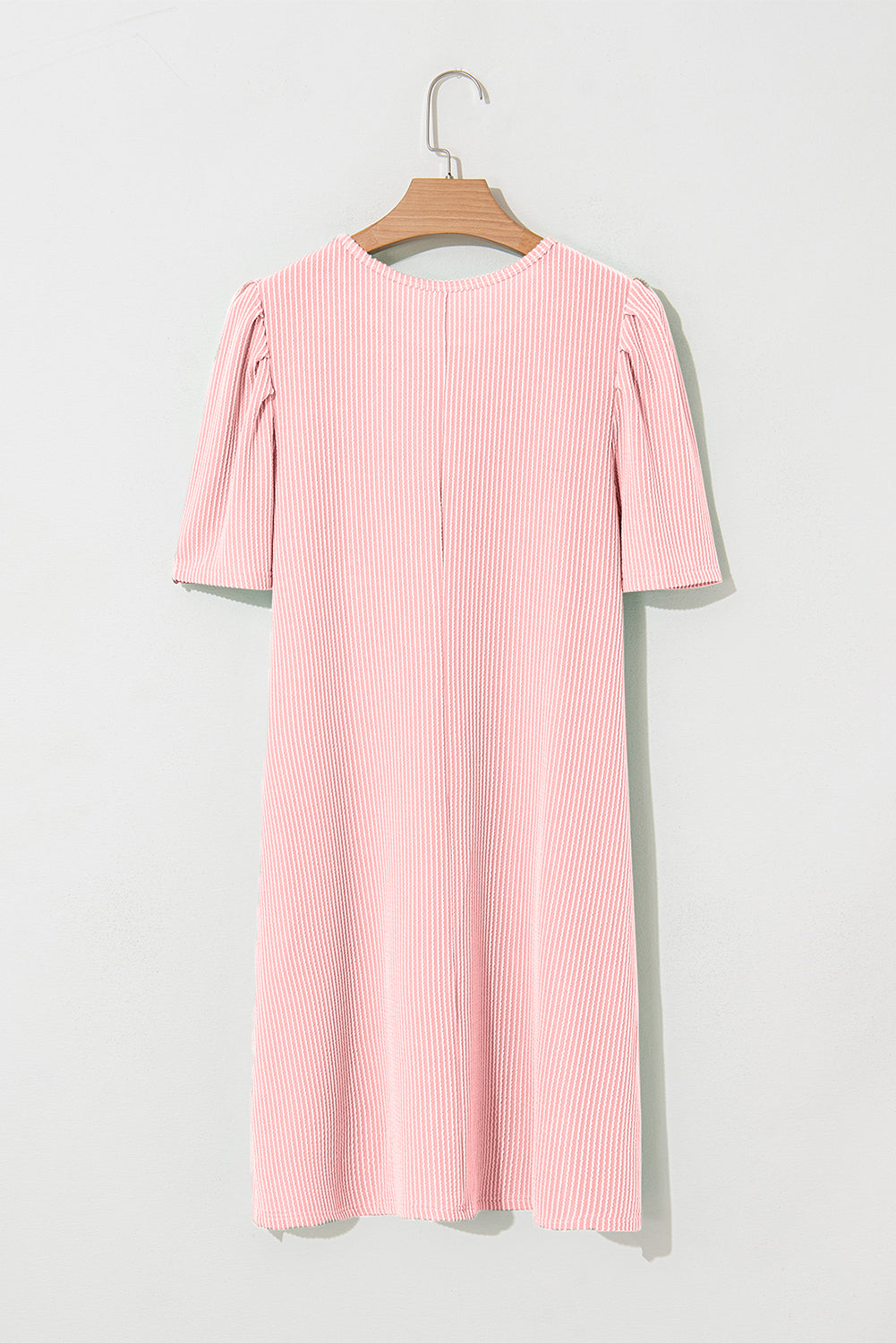 Blossom Corded Crew Neck Puff Sleeve Mini Dress