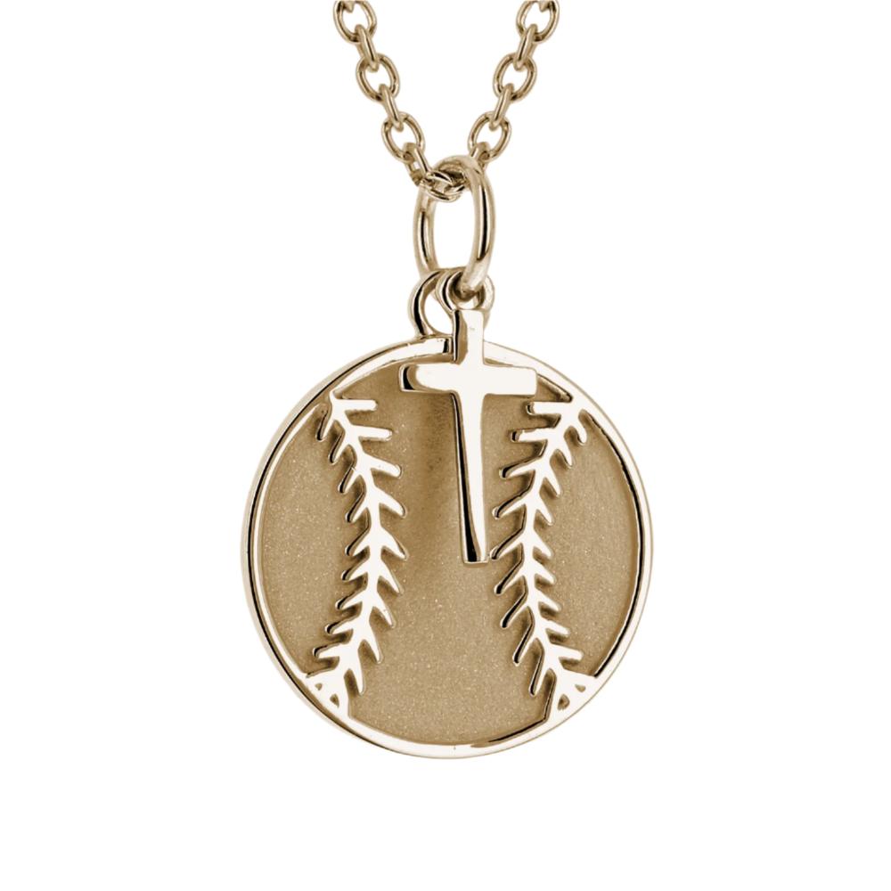 Baseball Necklace w/ Dangle Cross | Stainless Steel